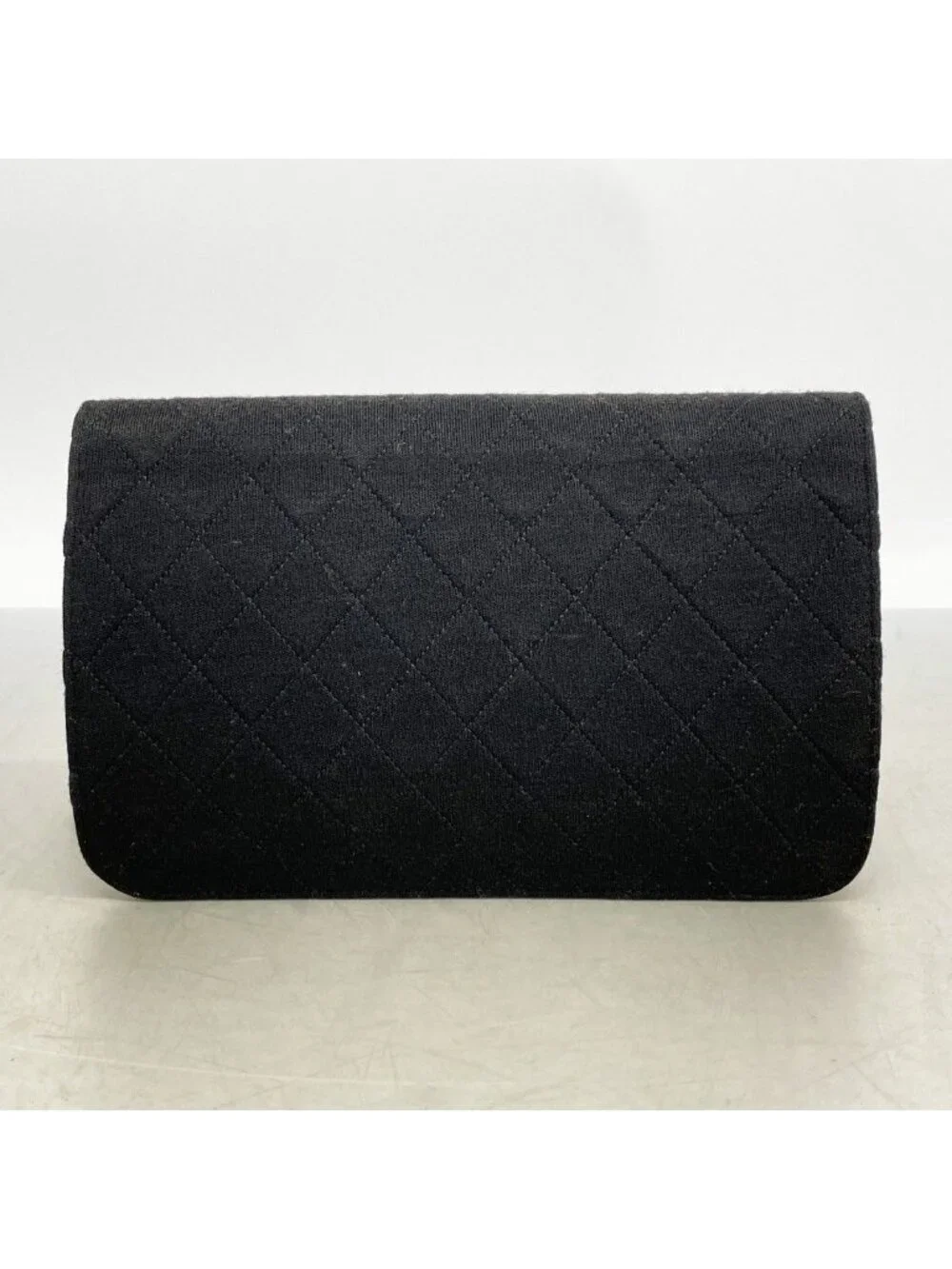 Chanel Shoulder Bag Quilted Jersey Black Gold